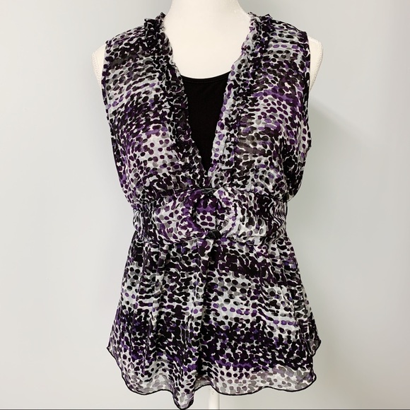 new directions Tops - New Directions Black Aubergine Splash Top NWT